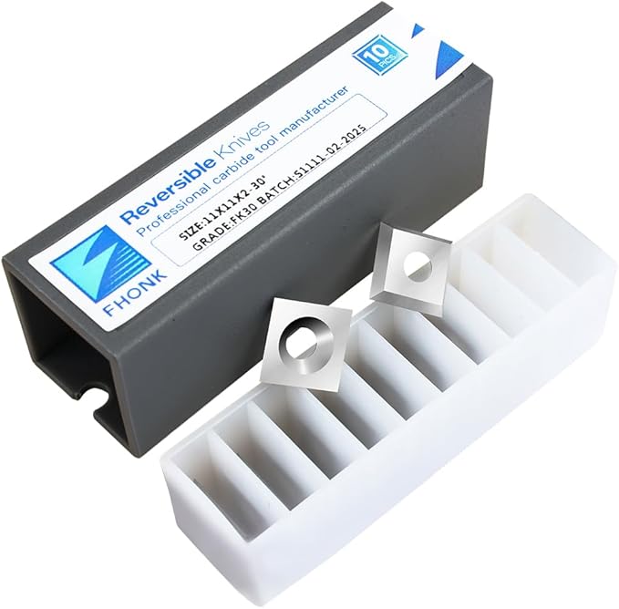 11mm Square Straight Carbide Cutters, for Woodturning Replacement Cutter Knives, Fits Spiral, Helical Planer Cutter, Wood Lathe Turning Tool, 10-Piece (11x11x2.0-30째)