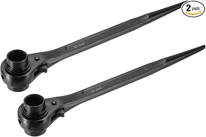 uxcell 22 x 24mm 12-Point Scaffold Podger Ratchet Spanner Ratcheting Socket Wrench Tool (Black) 2pcs