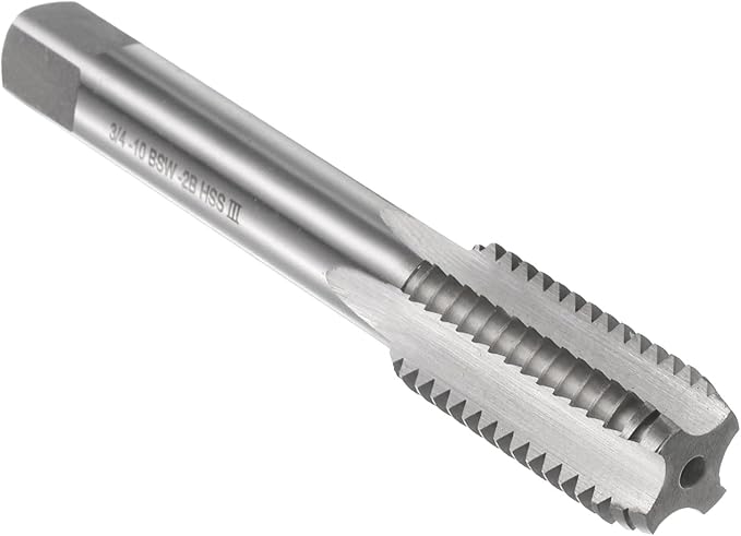 uxcell Hand Bottom Tap 3/4"-10 BSW 2B Thread Bottoming Style Threading Taps High Speed Steel HSS6542 Straight Flutes Screw Tapping Tool