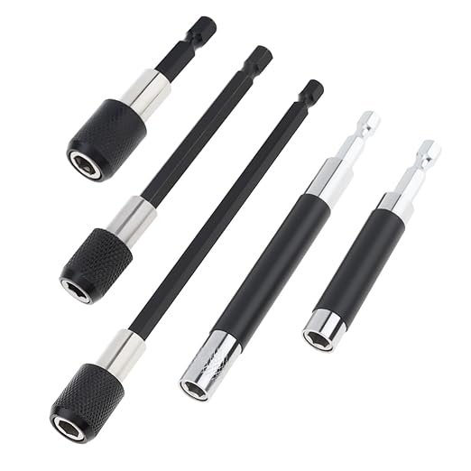 ChgImposs 5PCS Magnetic Drill Bit Extension Set ??60/100/150MM (2-3/8",4",6",) Fixed + 80/120MM(3.15"/4.72") Adjustable Magnetic Screwdriver Bit Holders, 1/4" Hex Quick Release Adapter