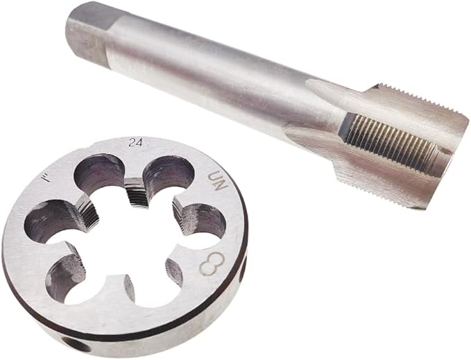 1"-24 UN Tap and Die Set RH Right Hand Tool, 1-24 Thread Tap and 1X24 Round Die Machine Straight Fluted