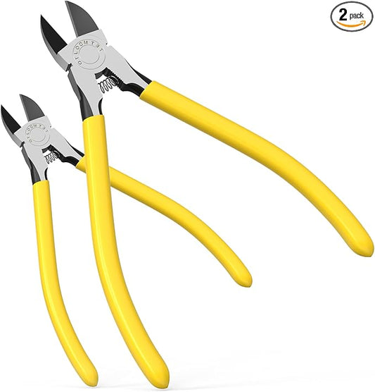 6-In and 5-In 2 PCS Ultra Sharp Compact Wire Cutters with Long Flat Nose Pliers Ideal for Cutting Crafts, Flowers, Plastics, Appliances and Any Clean Cutting Needs Powerful Wire Cutter
