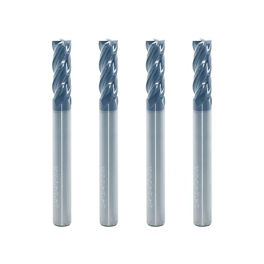 Carbide Square End Mill for Alloy Steels/Hardened Steels, 1/4" End Mill Bits, 4 Flute HRC 55 Deg AlTiN Coating, CNC Router Bits (4 Pcs)