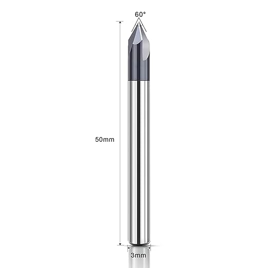 ASNOMY 1Pc 1/8"(3mm) Carbide V Groove Router Bit 60 Degree Chamfer End Mill, 3 Flutes CNC milling Cutter end Mill Bits for CNC Carving and Chamfering
