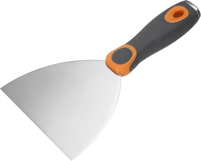 uxcell Putty Knife 5" Stainless Steel Paint Scraper Flexible Drywall Repair Mud Knife for Removing Cement Wallpaper Mud Adhesive Taping with Metal Hammer End