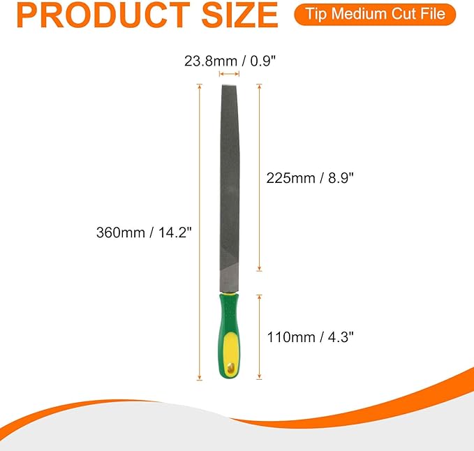 HARFINGTON Tip Medium Cut File 10" Double Cut Teeth High Carbon Steel Hand Rasp File with Plastic Handle for Metal Wood Deburring Removing