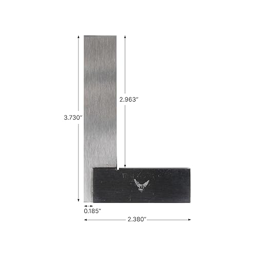 PEC Tools Machinist Square Precision Engineer Wide Seat Square 90 Right Angle Ground Hardened Steel Angle Ruler 3 x 2-1/2 Inch, Suitable for Woodworking and Precision Layout Work