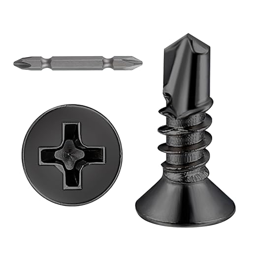 Wensilon竊?00pcs竊?8횞1/2?쓋or Sheet Metal Self-Tapping Screws 410 Black Stainless Steel Flat Head High-Strength Quick self-Drilling Screws