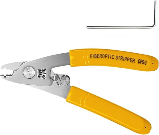 CFS-30 Fiber Optic Stripper Tool, 3-Hole Adjustable Stainless Steel Fiber Stripper for FTTH/FTTX, Precisely Strips 125關m/250關m Fiber & 2-3mm Jacket (1-Pack)