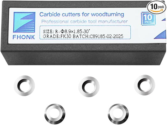 8.9mm Round Carbide Inserts Blades for Woodworking, Tungsten Carbide Cutters Knives for Ci5 Woodturning, Wood Finisher Hollower Lathe Tools, 10 pcs (R-?8.9x1.85-30째)