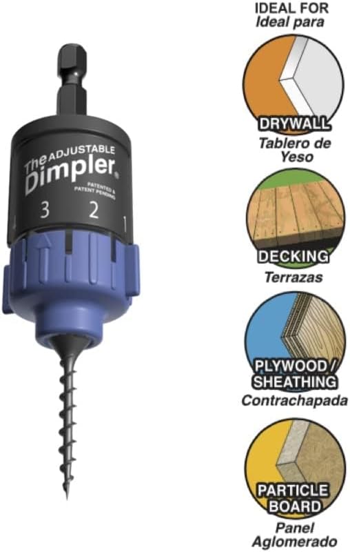 Adjustable DIMPLER ® - Drywall Bit & Screw Gun Attachment, Converts Drill into Drywall Screw Gun or Deck Screwdriver, Magnetic Bit Holder for Fast, Accurate Installation