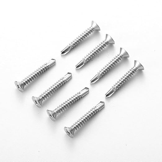 #10 x 1-1/4" (100 Pack) Flat Head Sheet Metal Screws Self-Tapping Screw Phillips Head Self Drilling Screws, 410 Stainless Steel