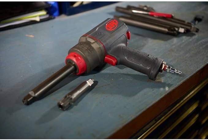 Ingersoll Rand 2236QTIMAX-2 DXS2 1/2" Air Impact Wrench, 2" Extended Anvil, Quiet, 1500 ft-lb Torque, Titanium Hammercase, Friction Ring Retainer, Pistol, Interchangeable Anvil, Multi-functional Tool