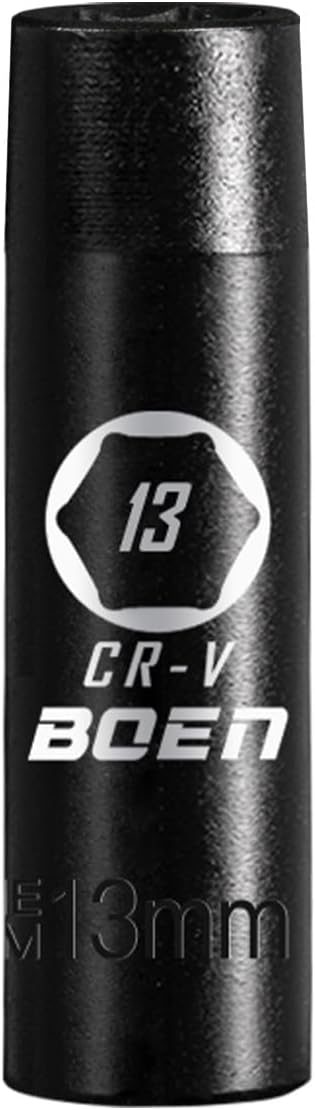 BOEN 1/2" Drive Deep Impact Socket,13mm Premium Socket,Metric,6 Point,Cr-V Steel with Laser Marking - Strong and Durable