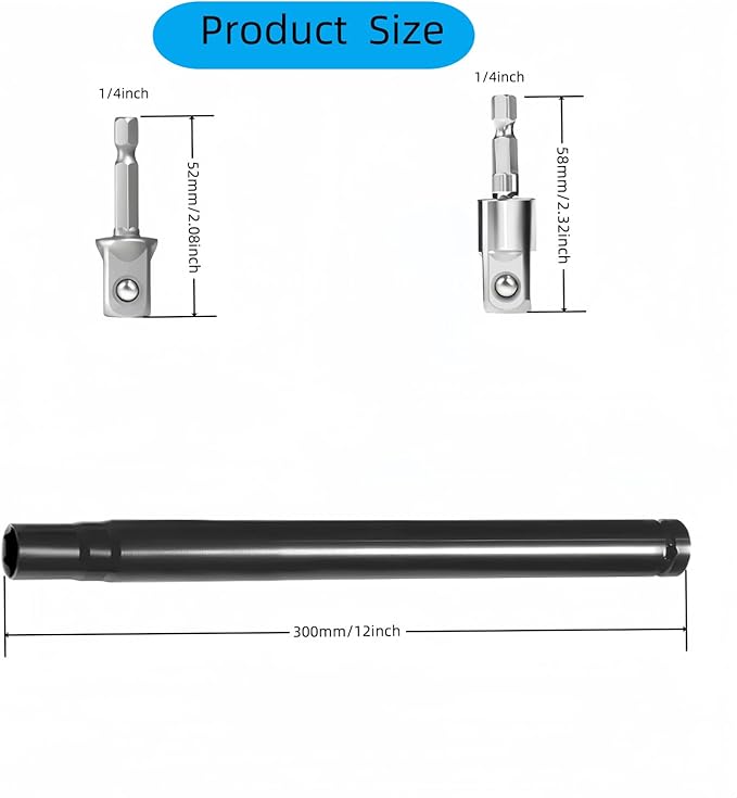 9/16"(14mm) Power Nut Driver Nut Runner Hollow Socket,with1/4" Hex Shank Fit Long Bolts and Ductwork Power Nut Driver for Overhead Fastening Applications Operations