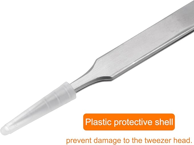 HARFINGTON 2pcs ST-14 Precision Tweezers 121mm Pointed Anti-corrosion Stainless Steel Craft Professional Tweezer for Replace Precision Parts Technology Industrial Electronics