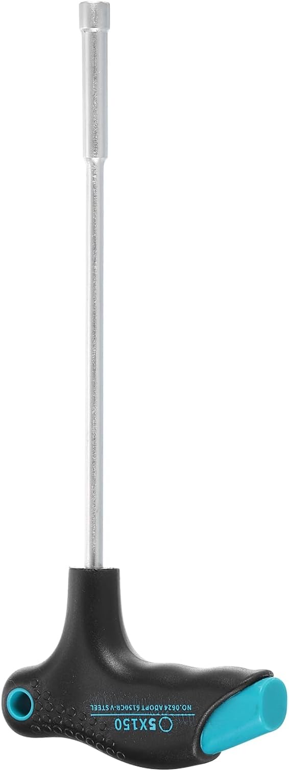 HARFINGTON T-Handle Metric Nut Driver 5mm Dia 15mm Shank 6 Point Hex Socket Screwdriver with Non-Slip Handle for Tightening and Loosening Fasteners