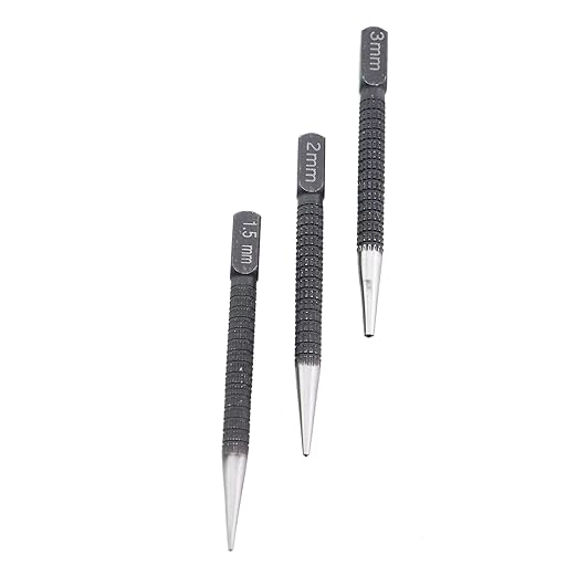 3PCS Black High Carbon Steel Centre Punch Drill Kit 1.5/2/3mm Mechanical Maintenance Installation Positioning Tool for Metal and Wood Openings