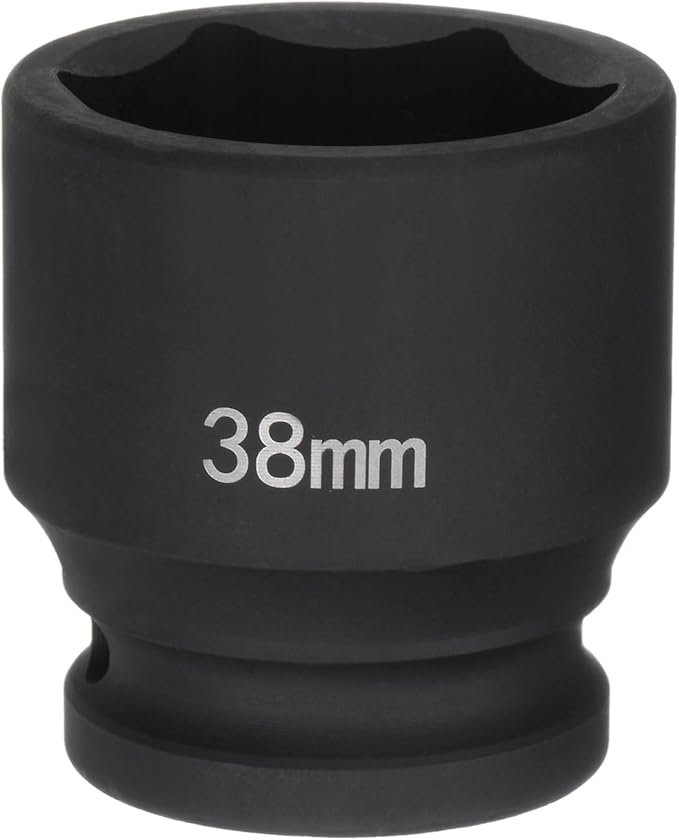 HARFINGTON 6-Point Impact Socket 3/4" Drive 38mm Metric 40Cr Alloy Steel Spindle Axle Nut Impact Socket