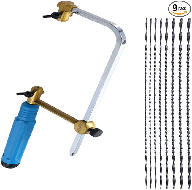 Precision Coping Saw with #1 to #8 Spiral Teeth Blades – Fast Cutting for Jewelry Making,Metal,Wood & Plastic Crafts – Spiral Jewelry Coping Saw for Woodworking & DIY Projects (11” x 5.9”)