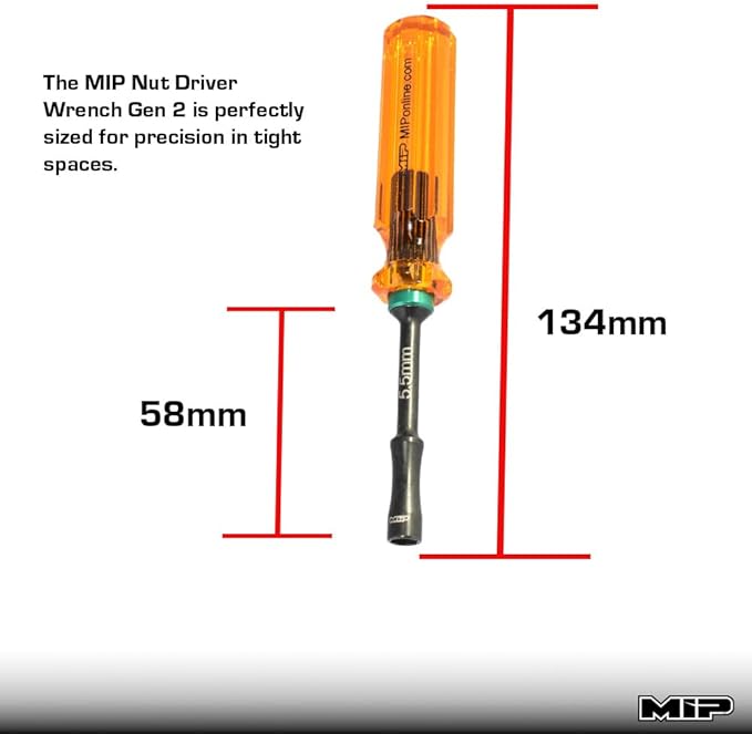 MIP 9803 5.5mm Metric Hex Nut Driver RC Tool ??Precision Grip Hex Screwdriver with Deep Socket for RC Car Repair, Made 100% in USA