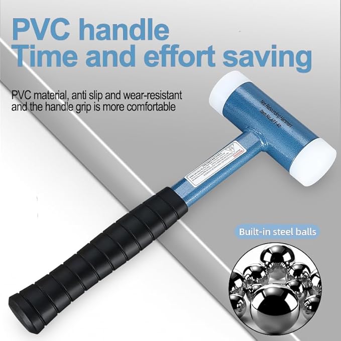 Non Rebounding Hammer Dead Blow Hammer Nylon Hammer Face Filled With Steel Shot Face Diameter 40mm/1.6inch (Steel handle, 40)