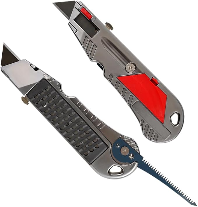 Drywall Utility Knife & Rasp K300 ??4-in-1 Gypsum Board Cutting Tool ??Professional Drywall Cutting Knife with Jab Saw & Tape Measure Hook (Navajas para Drywall)