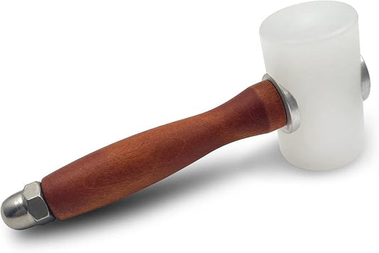 Leather Carving Hammer Mallet Wood Handle Nylon Hammer Mallet for Leathercraft Leather Carving DIY Leathercraft Mallet, Nylon T Head Wood Handle 7.4 Inch