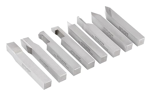 Accusize Industrial Tools 1/2'' 8 Pcs Hss Tool Bit Set, Pre-Ground for Turning and Facing Work, 2662-2004