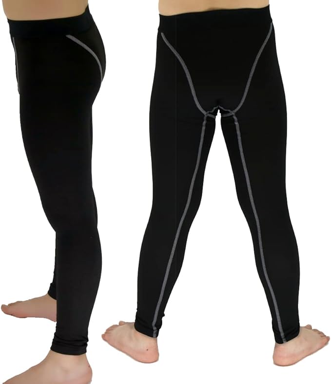 LANBAOSI Youth Boys Compression Leggings Athletic Pants Base Layer Football Workout Tight