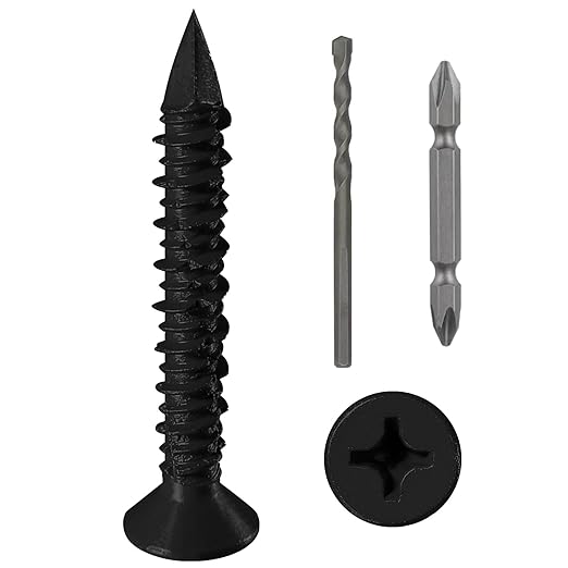 WenSilon(30 PCS) 3/16" x1-3/4 Black Concrete Screw Anchor Black Flat Head for Anchoring to Masonry, Block or Brick Stucco
