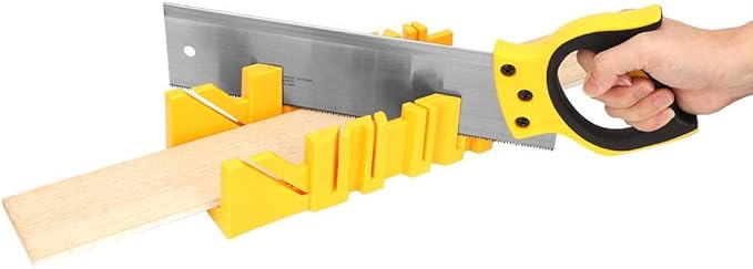 Mitre Box and Saw Set, 12 inch ABS Plastic Multiple Angle Clamping Mitre Box with 14 inch Back Saw for Woodworking