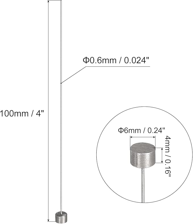 uxcell Straight Ejector Pins, 0.6mm Dia. 65Mn Steel Round Tip Punch 100mm (4") Long for Mechanical Maintenance