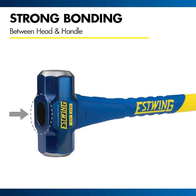 Estwing 8-Pound Hard Face Sledge Hammer for Demolition/Stake Driving, 50-55 HRC, 36-Inch Fiberglass Handle, Overstrike Protection, Textured Grip
