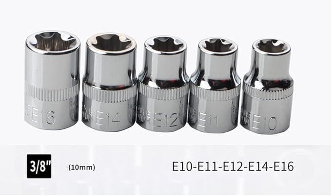 14Pcs E-Torx Star Socket Set with Case, 1/4, 3/8, 1/2 in. Drive Female External Star Socket Set E4-E24 Torque Socket Set