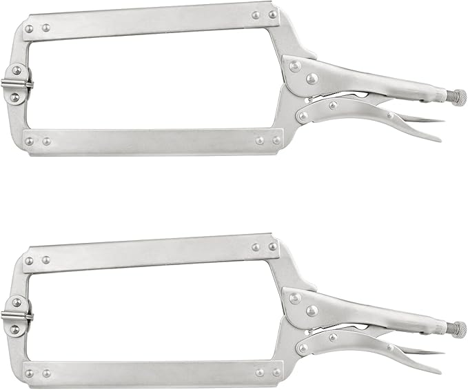 2 Pack 18 Inch C Clamp Locking Pliers,Locking C Clamp, Adjustable Nickel Plated C Pliers For Wood Working, Welding, Electrician Maintenance and more, by GENHAKON