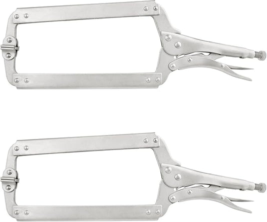 2 Pack 18 Inch C Clamp Locking Pliers,Locking C Clamp, Adjustable Nickel Plated C Pliers For Wood Working, Welding, Electrician Maintenance and more, by GENHAKON
