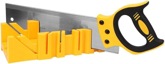 Mitre Box and Saw Set, 12 inch ABS Plastic Multiple Angle Clamping Mitre Box with 14 inch Back Saw for Woodworking
