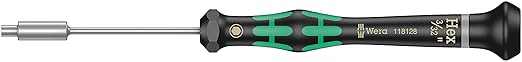 Wera 05118128001 Kraftform Micro 2069 Nutspinner Electronics Precision Screwdriver, 3/32" Head, 60mm Blade Length