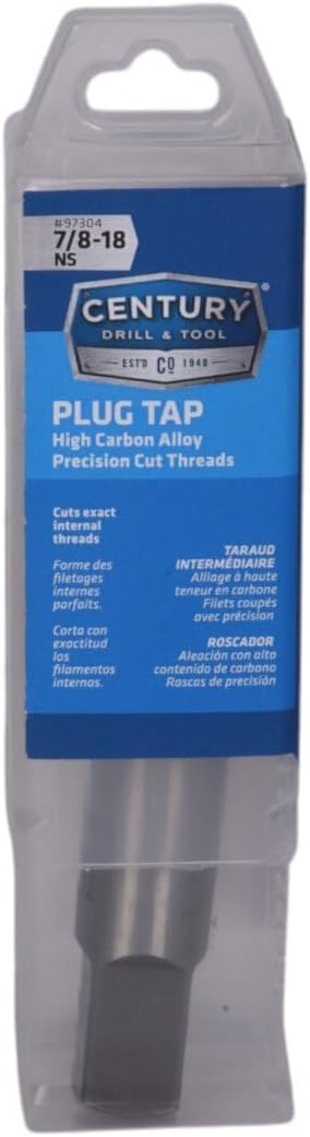 Century Drill & Tool ??97304 Carbon Steel Plug Style Tap ??7/8-18 SP ??For Detailed Projects with Precise Control