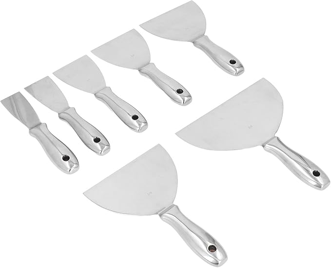 Drywall Repair & Wallpaper Removal Putty Knife Set 7-Piece Stainless Steel Hand Scraper Tool Kit for Applying Putty Plaster DIY Home Renovation Projects