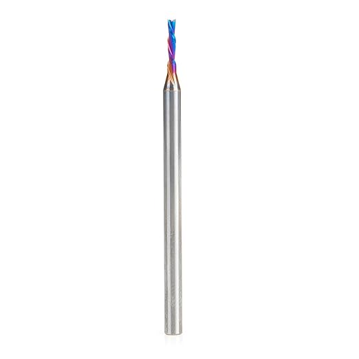 Amana Tool 48212-K SC Spektra Extreme Tool Life Coated Spiral Plunge 1.5mm Dia x 6mm CH x 3mm SHK 50mm Long Down-Cut Router Bit