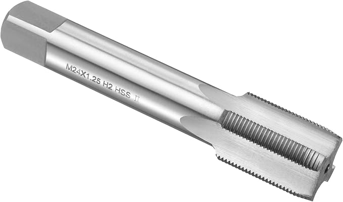 uxcell Hand Plug Tap M24 x 1.25 H2 Metric Thread Plug Style Taps Straight Flute Screw Tapping Threading Tool High Speed Steel HSS6542