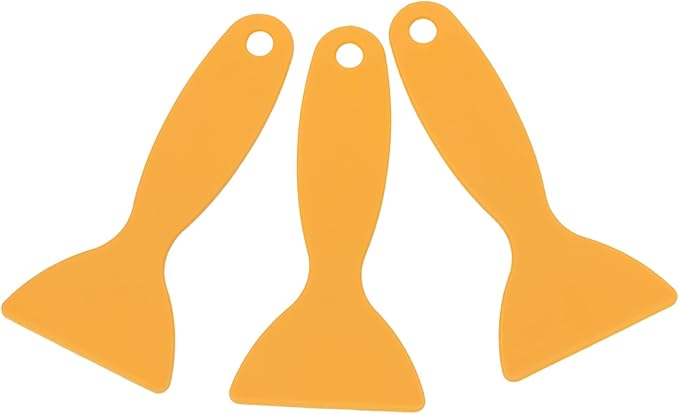 100 PCS Plastic Scraper Tool, Flexible Paint Scrapers, Small Yellow Putty Knife for Screen Protector Installation, Wallpaper, Decal, Patching, Spackling