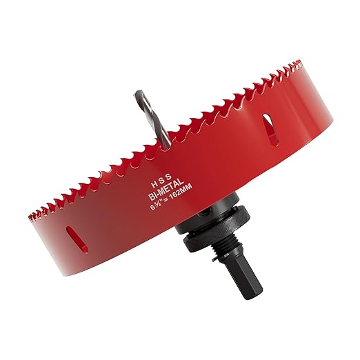 6-3/8" (162mm) Bi-Metal M42 High Speed Steel Hole Saw with Pilot Drill Bit, Smooth Cutting Edge for PVC, Drywall, Wood, Plastic, Gypsum Board, Rubber, Thin Metal