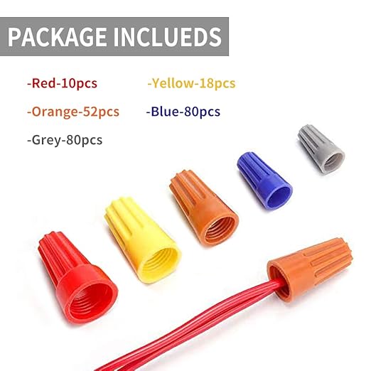 240 Pcs Electrical Wire Connectors Screw Terminals - Twist Nuts Caps Wire Connection, Spring Insert Assortment kit