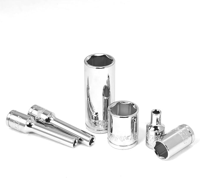 Stark USA 55-Pieces 1/4" Socket Set, Drive Socket Wrench Set, 1/4-inch Quick-Release Ratchets 90-Tooth Pear Head Ratchet SAE (5/32-9/16) MM (4-14)