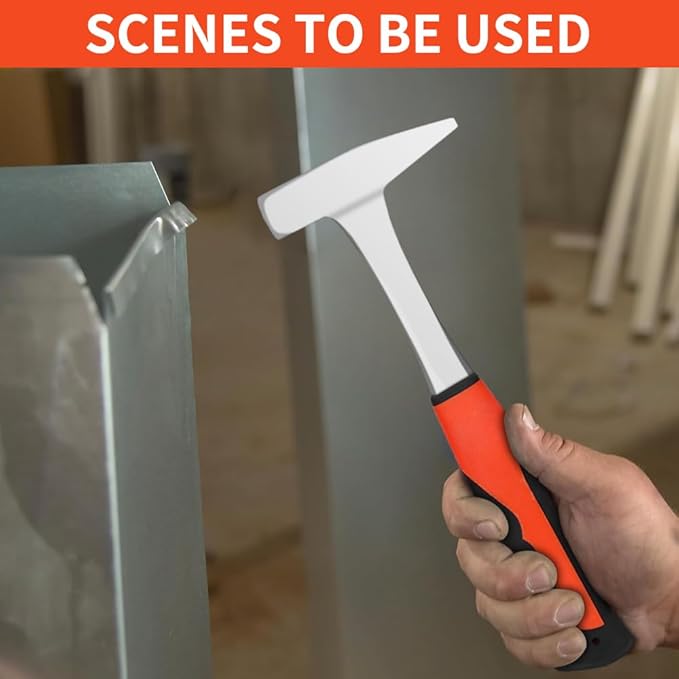 Sheet Metal Hammer - 14oz Tinsmith With Integral Forging for HVAC, Pipe Work, Square, Shaping, Tinning (400, Red)