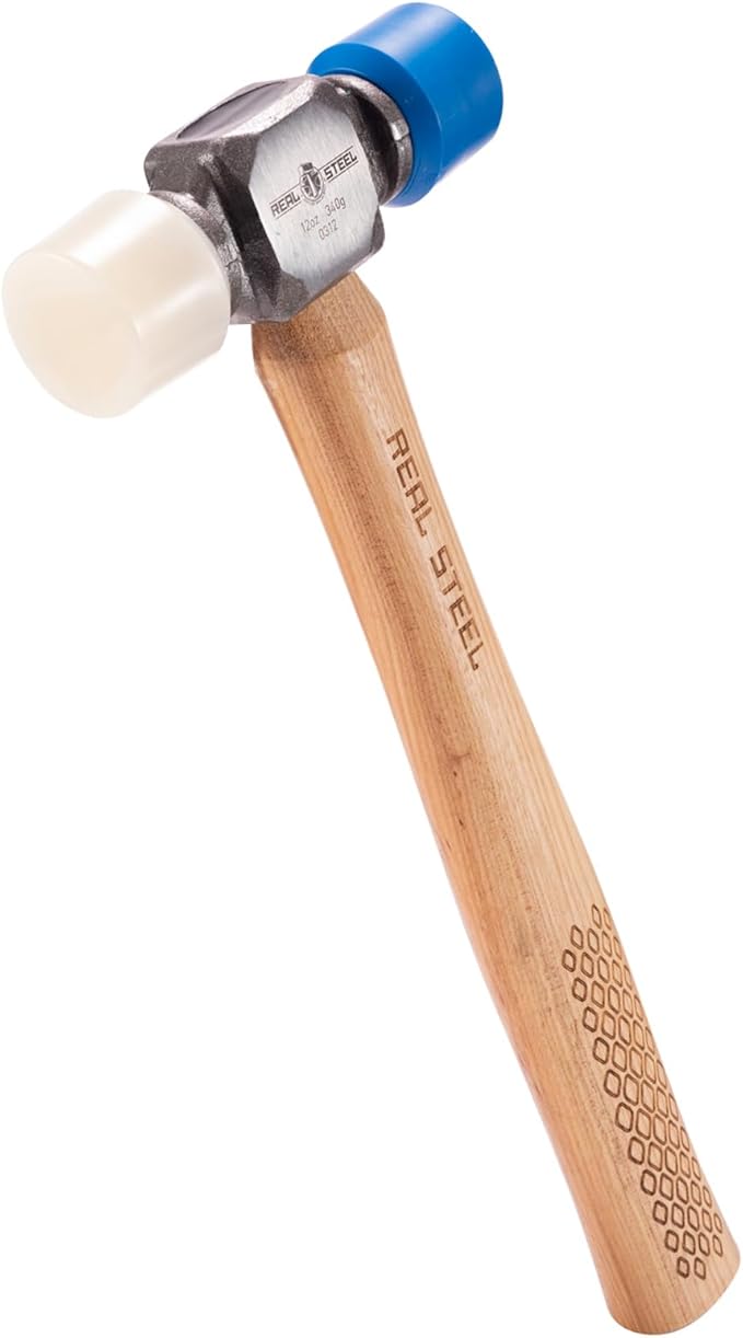 REAL STEEL Small Rubber Mallet Hammer 12 Oz Double Face Hammer Soft/Hard Hickory Wood Handle (0312)