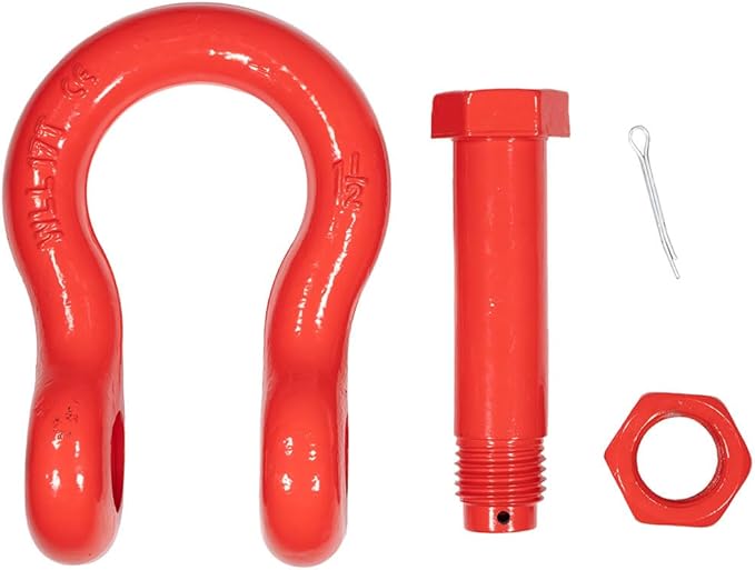 Mytee Products 1-1/2" Anchor Shackle Forged Carbon Steel w/Safety Screw Pin Load Limit 34,000 lbs, Double Rust Protection Heavy Duty D Ring Bolt Type Shackle for Towing, Rigging & Vehicle Recovery